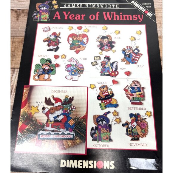 A Year Of Whimsy Cross Stitch Pattern Booklet By Dimensions - Picture 2 of 3